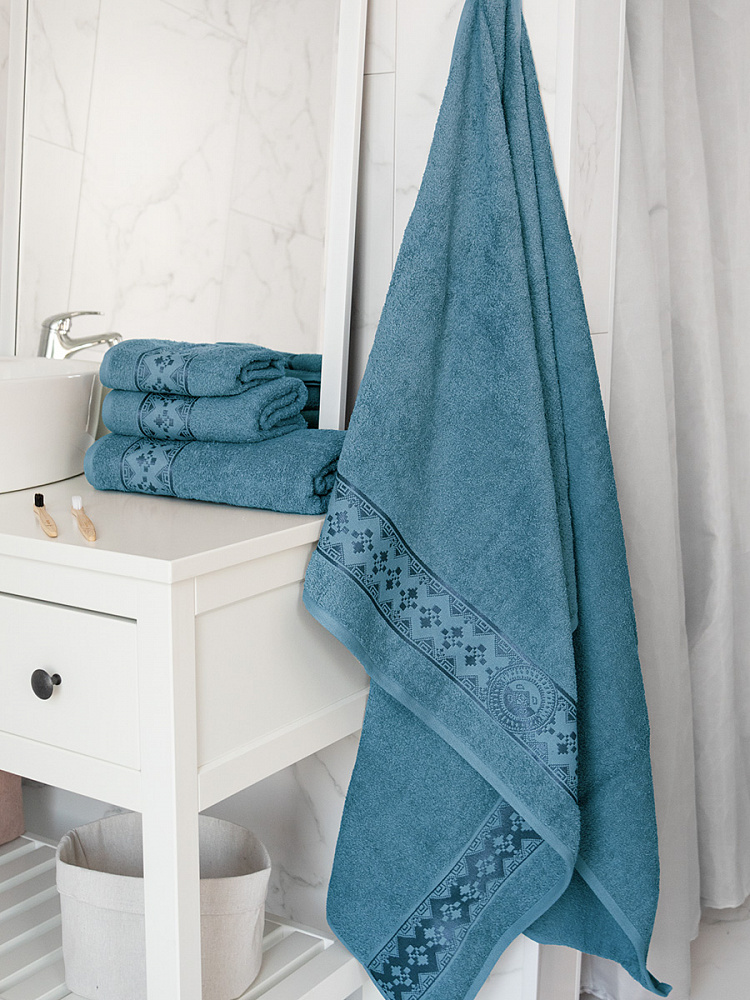 Полотенце банное 100x150 синий махровая ткань Полотенце банное 100x150 синий махровая ткань