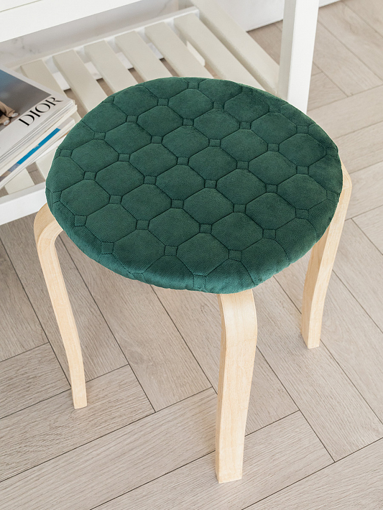 Чехол на табурет D33 зелёный вельвет Чехол на табурет D33 зелёный вельвет