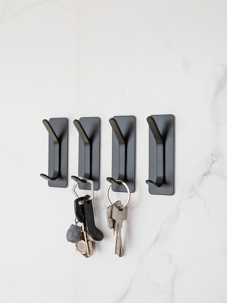 Набор крючков 4шт черный нержавеющая сталь с порошковым покрытием Набор крючков 4шт черный нержавеющая сталь с порошковым покрытием