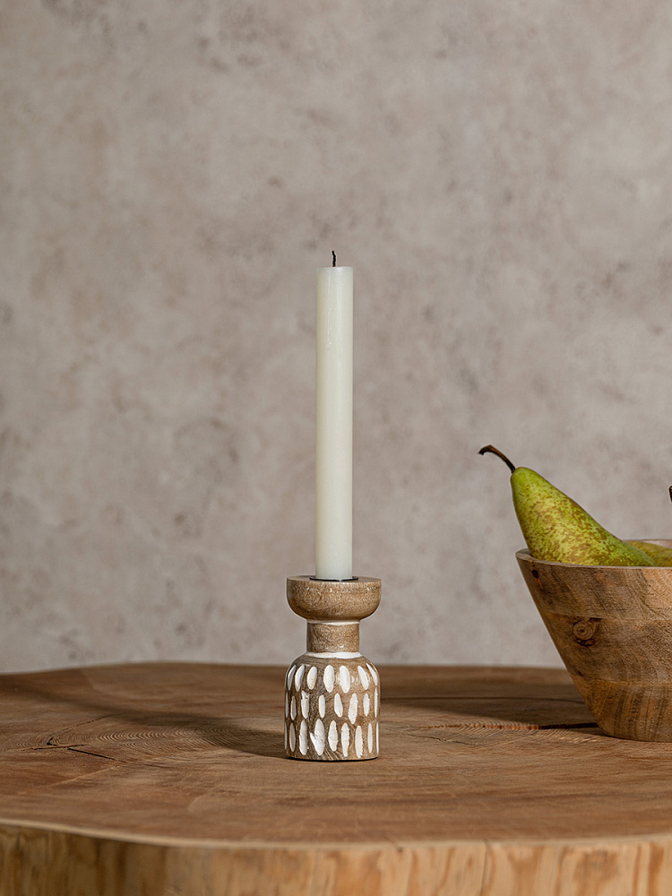 Подсвечник 6x6x10 бежевый дерево манго Подсвечник 6x6x10 бежевый дерево манго