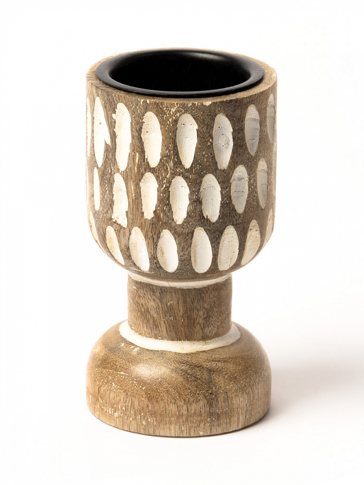 Подсвечник 6x6x10 бежевый дерево манго Подсвечник 6x6x10 бежевый дерево манго