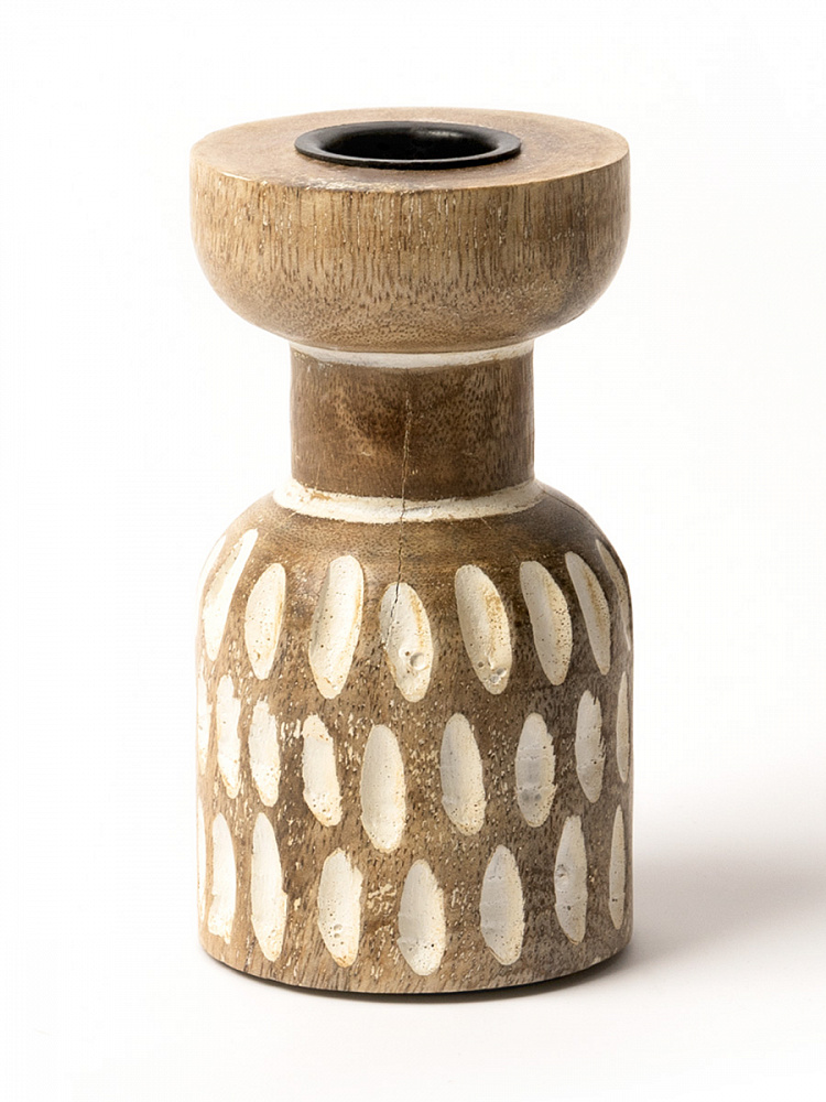 Подсвечник 6x6x10 бежевый дерево манго Подсвечник 6x6x10 бежевый дерево манго