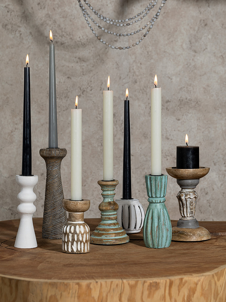 Подсвечник 6x6x10 бежевый дерево манго Подсвечник 6x6x10 бежевый дерево манго