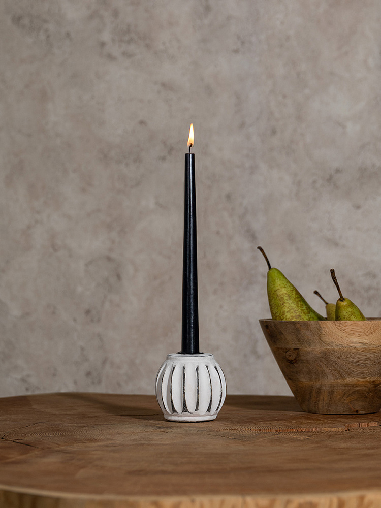 Подсвечник 6,35x6,35x8 белый дерево манго Подсвечник 6,35x6,35x8 белый дерево манго