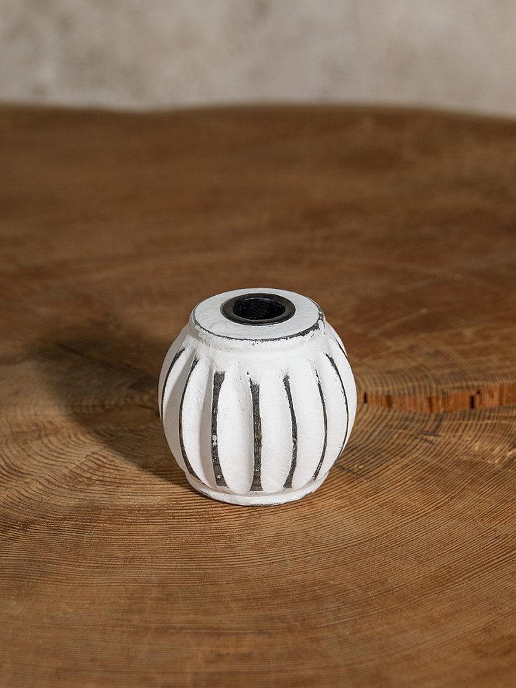 Подсвечник 6,35x6,35x8 белый дерево манго Подсвечник 6,35x6,35x8 белый дерево манго