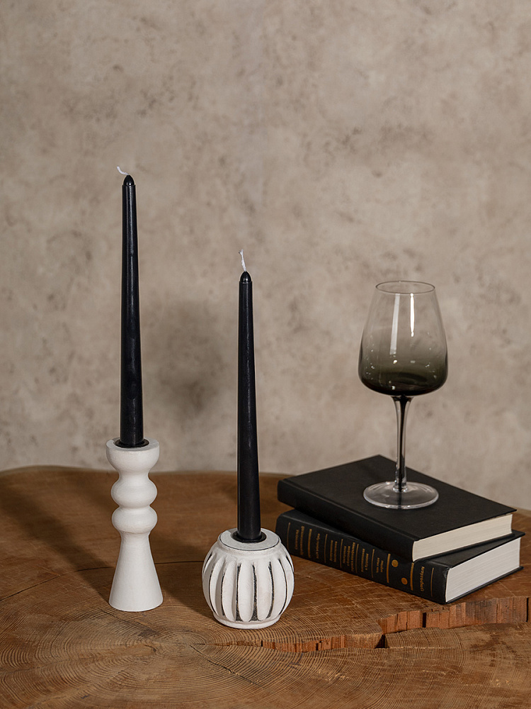 Подсвечник 6,35x6,35x8 белый дерево манго Подсвечник 6,35x6,35x8 белый дерево манго