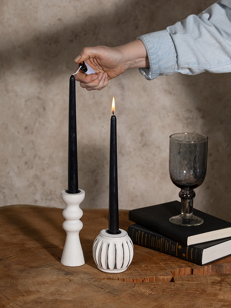 Подсвечник 6,35x6,35x8 белый дерево манго Подсвечник 6,35x6,35x8 белый дерево манго