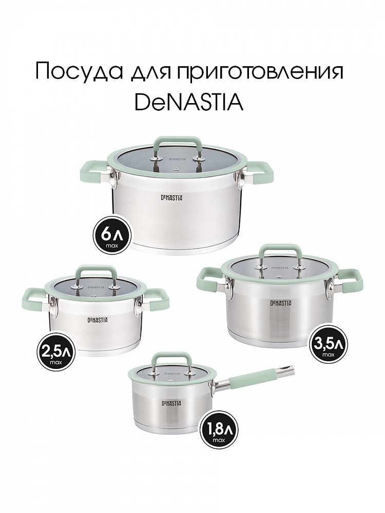 Ковш с крышкой 1,8л мятный нержавеющая сталь, силикон Ковш с крышкой 1,8л мятный нержавеющая сталь, силикон
