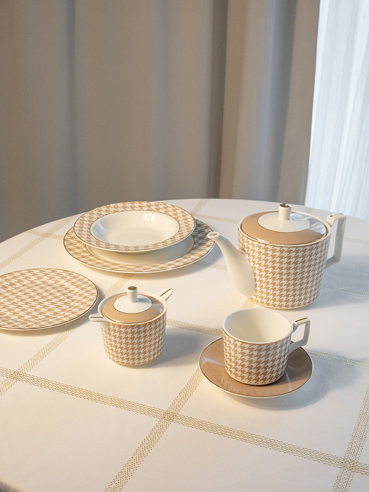 Чайник заварочный 1100 мл бежевый фарфор Чайник заварочный 1100 мл бежевый фарфор