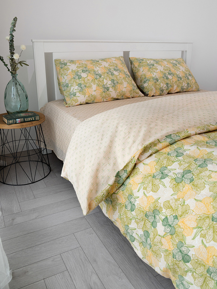 Комплект постельного белья 1,5-спальный зелёный бязь Комплект постельного белья 1,5-спальный зелёный бязь